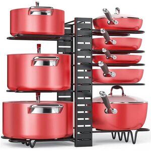 Pots and Pans Organizer for Cabinet 8-Tier Pan Organizer Rack for Cabinet